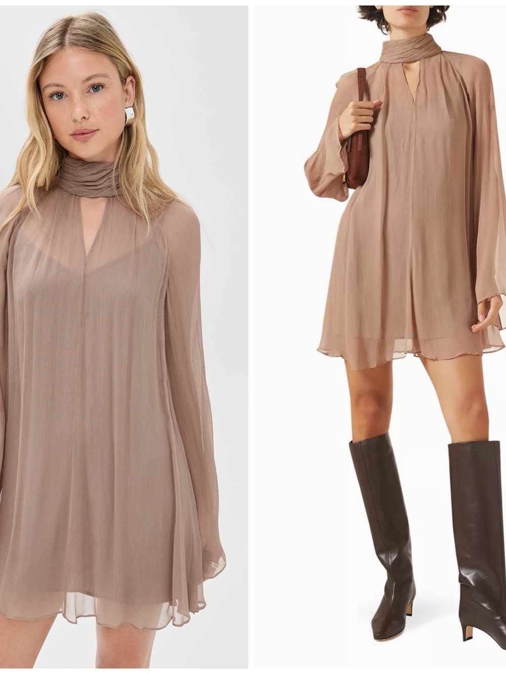 NWT Staud Women Esther Mini Short Dress In Taupe Size Women’s Small